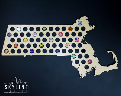 Massachusetts State Beer Cap Map