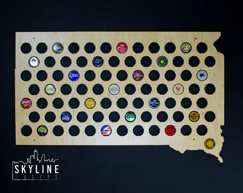 South Dakota State Beer Cap Map