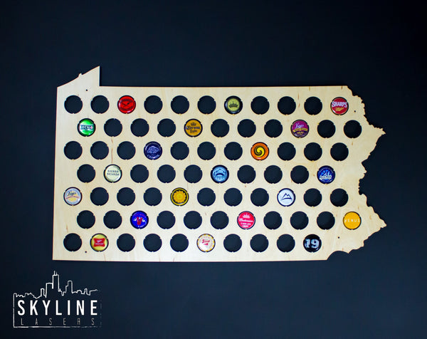 Pennsylvania State Beer Cap Map