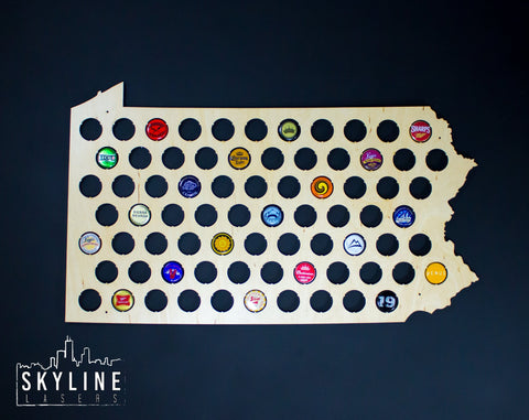 Pennsylvania State Beer Cap Map