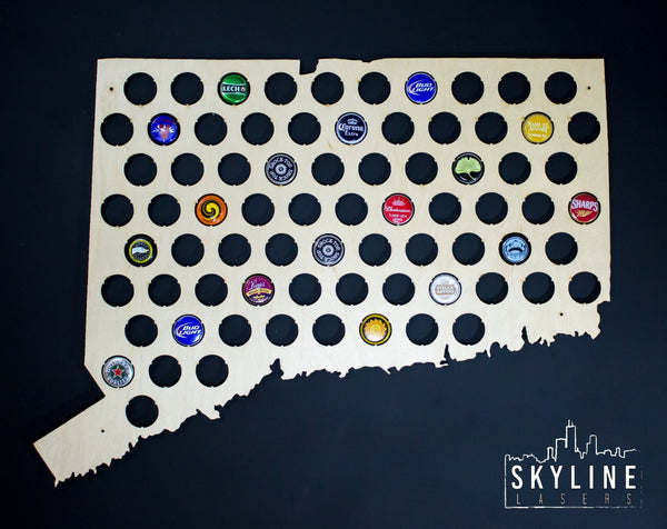 Connecticut State Beer Cap Map