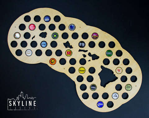Hawaii State Beer Cap Map