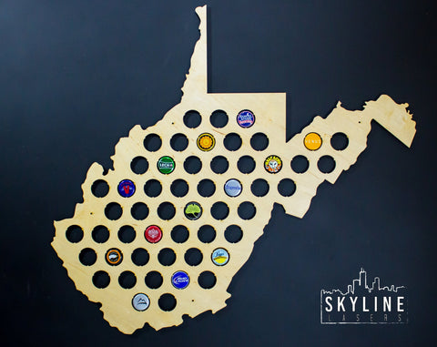 West Virginia State Beer Cap Map