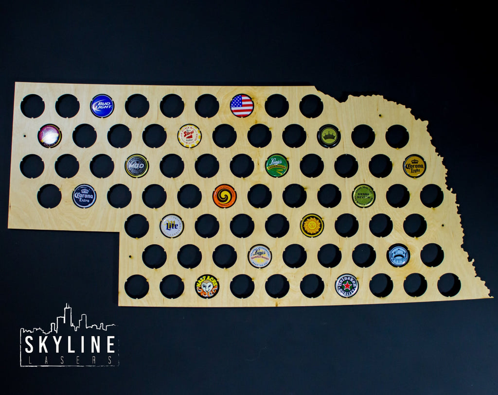 Nebraska State Beer Cap Map