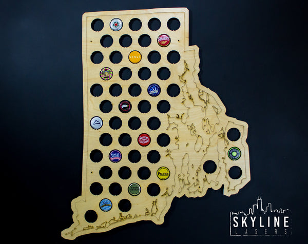 Rhode Island State Beer Cap Map